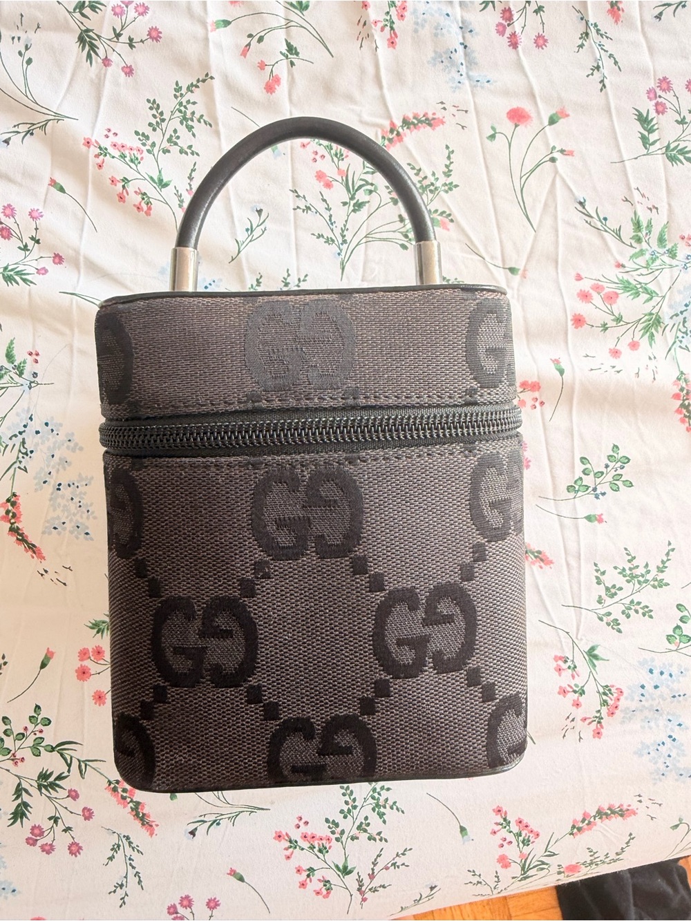 Gucci black vanity top handle bag